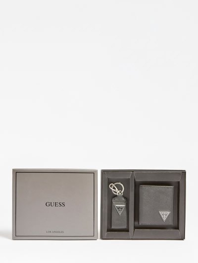 Férfi Guess Certosa Saffiano Box Sets Fekete | HU-753869