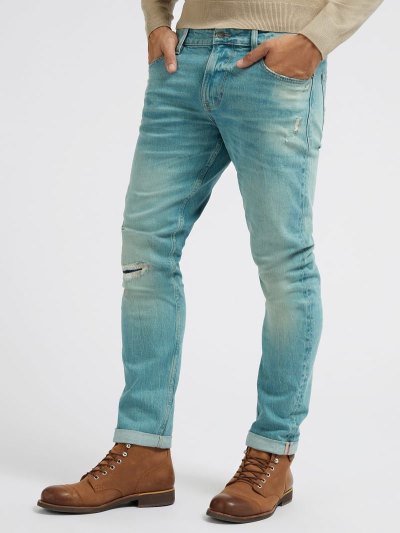 Férfi Guess Farmer Nadrág Slim Fit Ruházat Zöld | HU-568650