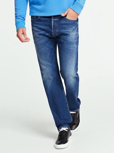 Férfi Guess Farmer Nadrág Slim Fit Ruházat Kék | HU-881456