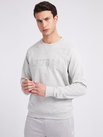 Férfi Guess Front Logo Pulóverek Szürke | HU-243317