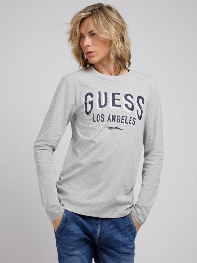 Férfi Guess Front Logo Póló Szürke | HU-045228