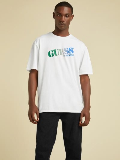 Férfi Guess Front-logo Póló Fehér | HU-913818