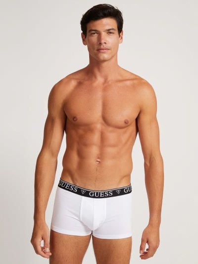 Férfi Guess Logo Elastic Boxers Fehér | HU-004992