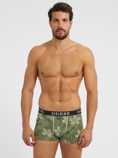 Férfi Guess Logo Pack 3 Boxers Zöld | HU-561612