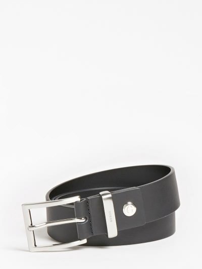 Férfi Guess Luxe Real Bőr Belt Öv Fekete | HU-069403