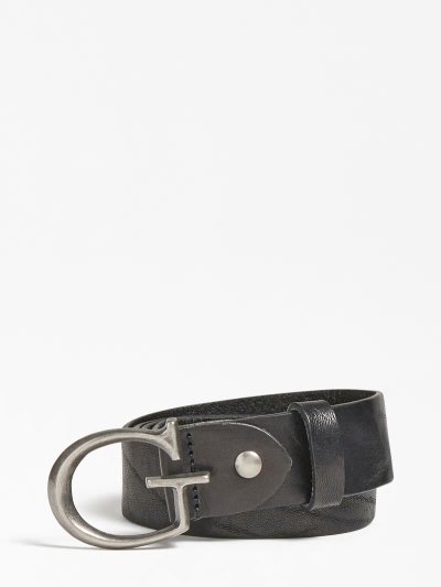 Férfi Guess Luxe Real Bőr Belt Öv Fekete | HU-668891