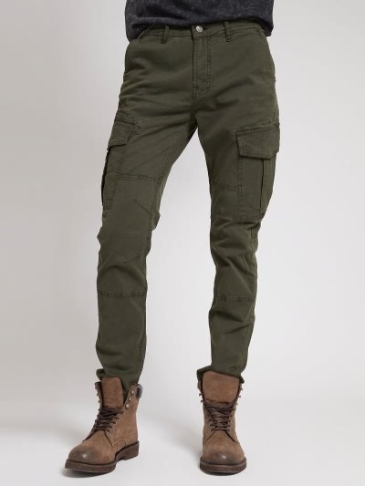 Férfi Guess Pockets Slim Cargo Nadrág Zöld | HU-856060