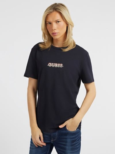 Férfi Guess Small Logo Póló Fekete | HU-082709