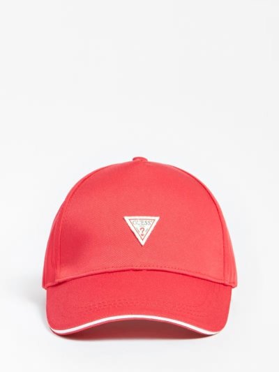 Férfi Guess Triangle Logo Baseball Cap Piros | HU-703815