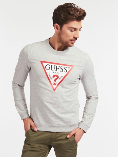 Férfi Guess Triangle Logo Pulóverek Szürke | HU-645164