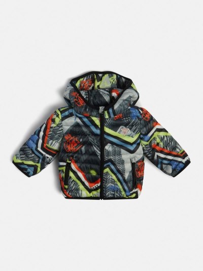 Gyerek Guess All Over Print Puffer Jacket Szürke | HU-578240