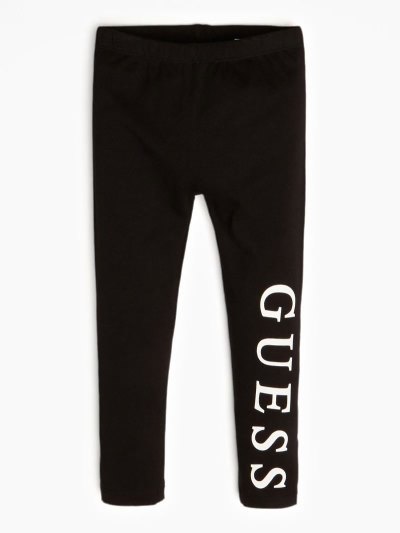 Gyerek Guess Front Logo Leggings Fekete | HU-621773