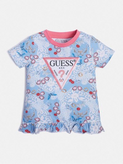 Gyerek Guess Front Triangle Logo Póló Világos Kék | HU-868680