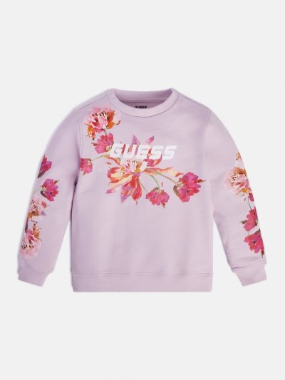 Gyerek Guess Pulóverek Front Logo Pulóverek Lilac | HU-098005