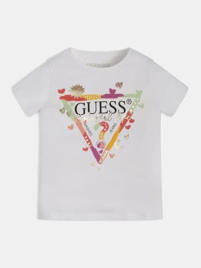 Gyerek Guess Triangle Logo Póló Fehér | HU-467920