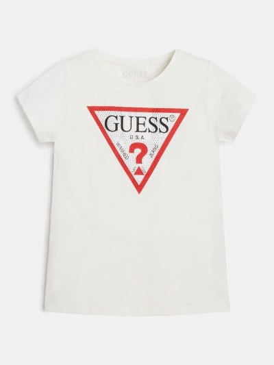 Gyerek Guess Triangle Logo Póló Fehér | HU-529395