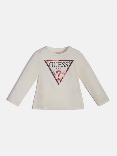 Gyerek Guess Triangle Logo Póló Fehér | HU-744285