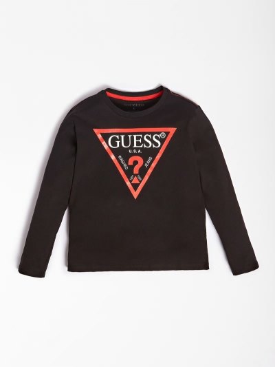 Gyerek Guess Triangle Logo Póló Fekete | HU-420837