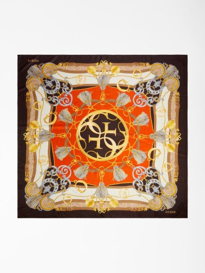 Női Guess 4g Logo Baroque Print Neckerchief Narancssárga | HU-516156