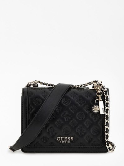 Női Guess Abey Debossed-logo Mini Crossbody Táska Fekete | HU-845719