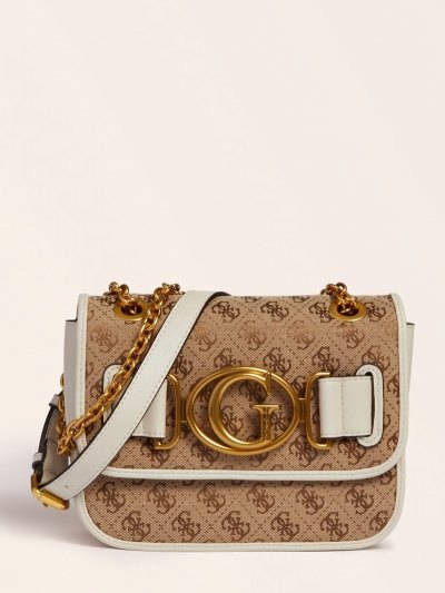 Női Guess Aileen 4g Logo Crossbody Táska Fehér | HU-414308