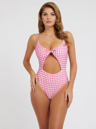 Női Guess All Over Print One Piece Swimsuits Rózsaszín | HU-938383