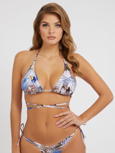 Női Guess All Over Print Triangle Bikini Bra Színes | HU-852681