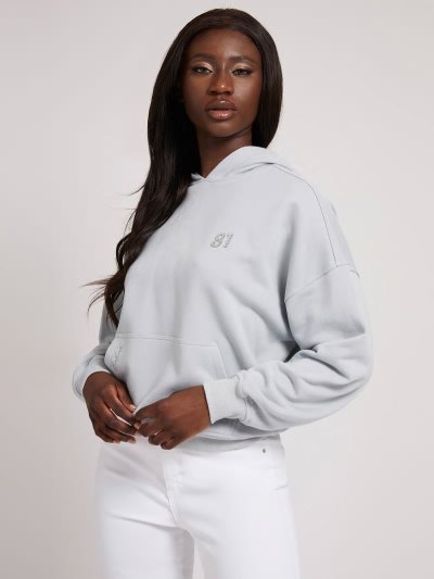 Női Guess Back Logo Hoodie Pulóverek Szürke | HU-586138