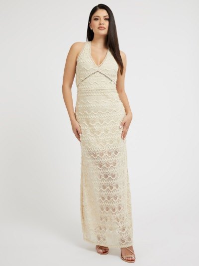 Női Guess Back Neckline Ruha Bézs | HU-630835