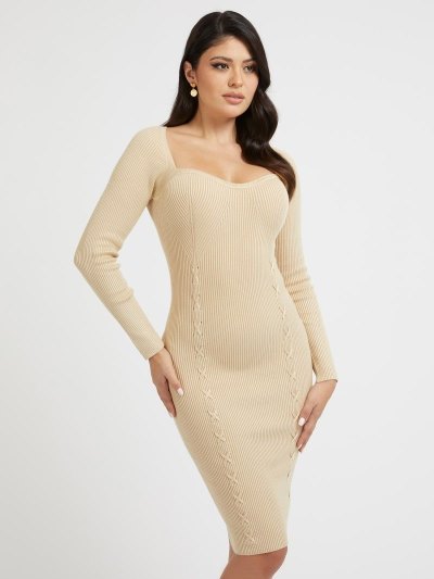 Női Guess Bodycon Pulóver Ruha Bézs | HU-684511