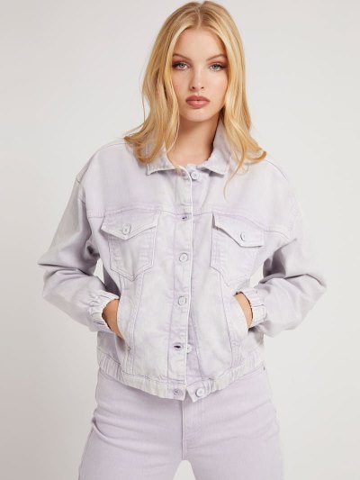 Női Guess Bomber Fit Farmer Dzsekik Lilac | HU-208549