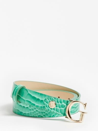 Női Guess Corily Croc Print Belt Öv Zöld | HU-902304