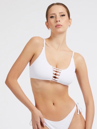 Női Guess Crinkle Bralette Bikini Bra Fehér | HU-150197