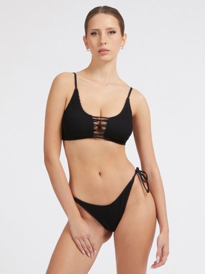 Női Guess Crinkle Brief Bikini Alsó Fekete | HU-218179