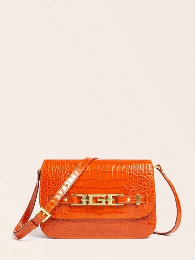 Női Guess Cristina Real Bőr Crossbody Táska Narancssárga | HU-863928