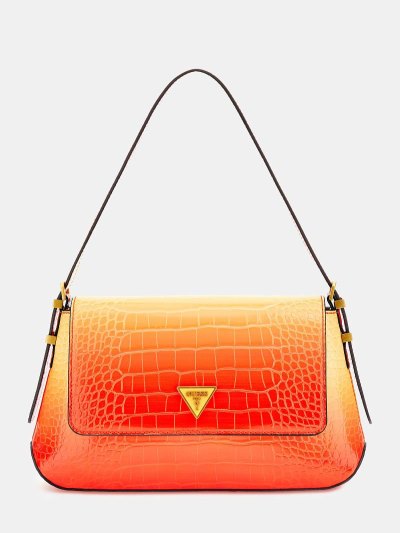 Női Guess Desideria Croc Print Válltáskák Narancssárga | HU-994664