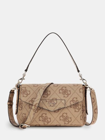 Női Guess Eco Brenton 4g Logo Crossbody Táska Bézs | HU-422393