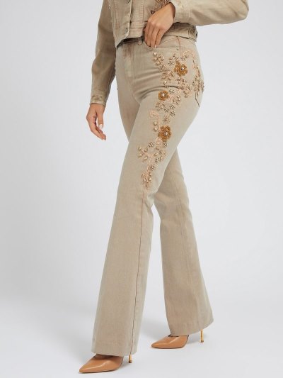 Női Guess Floral Embroidery Ruházat Bézs | HU-240448