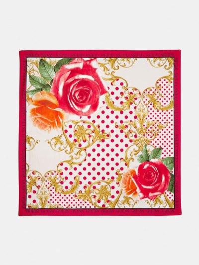 Női Guess Flower Print Logo Neckerchief Fehér | HU-630883