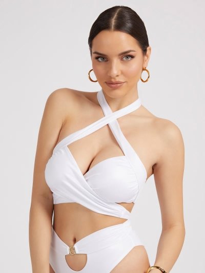 Női Guess Front Cross Bikini Fehér | HU-602361