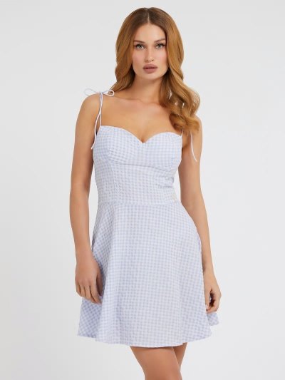 Női Guess Gingham Check Ruha Lilac | HU-846577