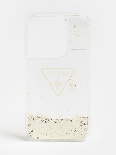 Női Guess Iphone 14 Pro Glitter Cover Fehér | HU-012742