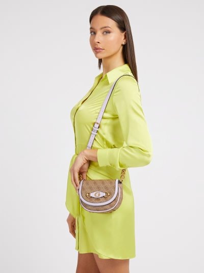 Női Guess Izzy 4g Logo Mini Crossbody Táska Barna | HU-893254