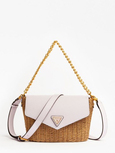 Női Guess Lilica Raffia Mini Crossbody Táska Lilac | HU-036526