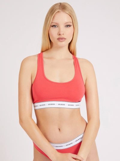 Női Guess Logo Band Csipke Bralette Melltartók Piros | HU-659462