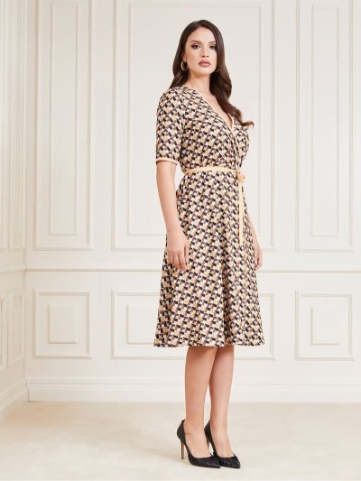 Női Guess Marciano All Over Print Ruha Piros | HU-006880