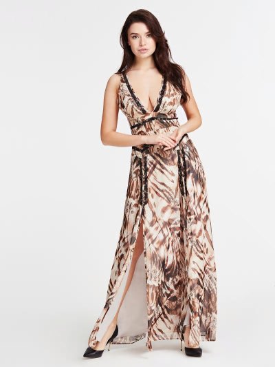 Női Guess Marciano Animal Print Ruha Bézs | HU-548570