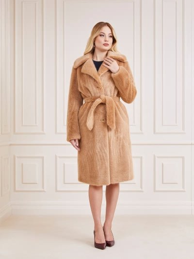 Női Guess Marciano Faux Fur Kabátok Bézs | HU-292715