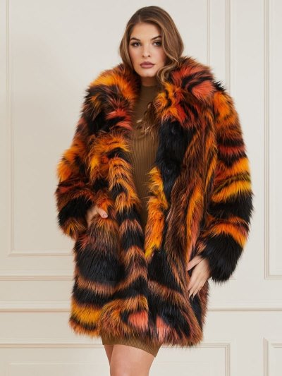 Női Guess Marciano Faux Fur Kabátok Narancssárga | HU-560262