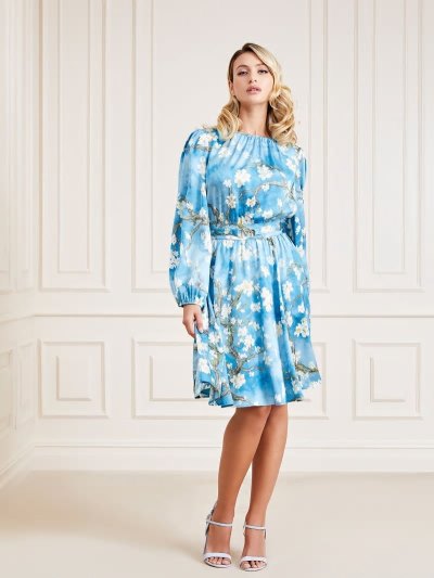 Női Guess Marciano Floral Print Ruha Kék | HU-464835